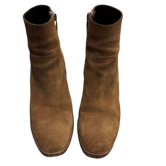 Saint Laurent Tan Light Brown Suede Ankle Bootie Heel Shoes 39 - Picture 9 of 9
